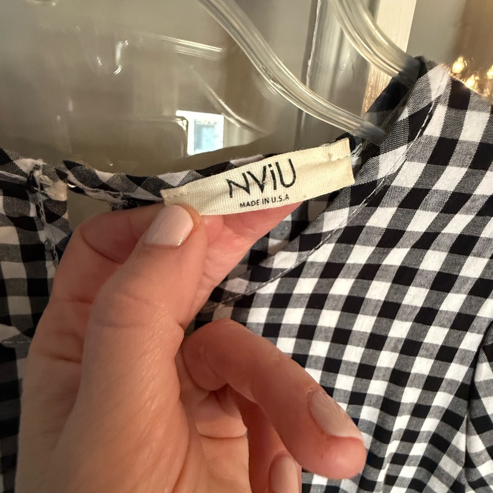 NVIU Black Gingham Checkered Dress M - Picture 4 of 8